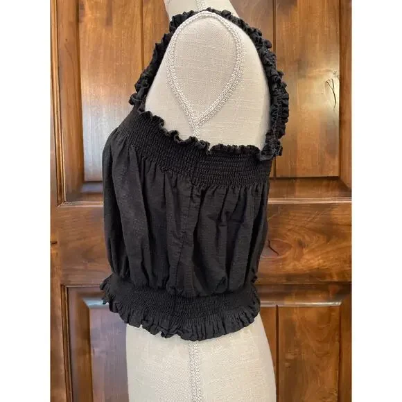 Free Assembly Tank Top Women's Size Small Black Smocked Summer - Picture 3 of 6